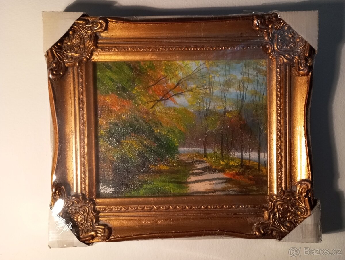 Olejomalba na plátně - zdobený rám 310x260mm - 03 -