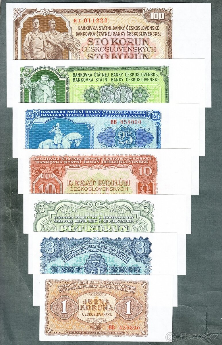 taré bankovky KOMPLET sestava 1953 bezvadný stav