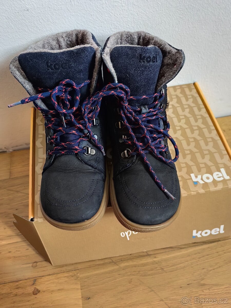 Zimní barefoot kožené boty s membranou Koel