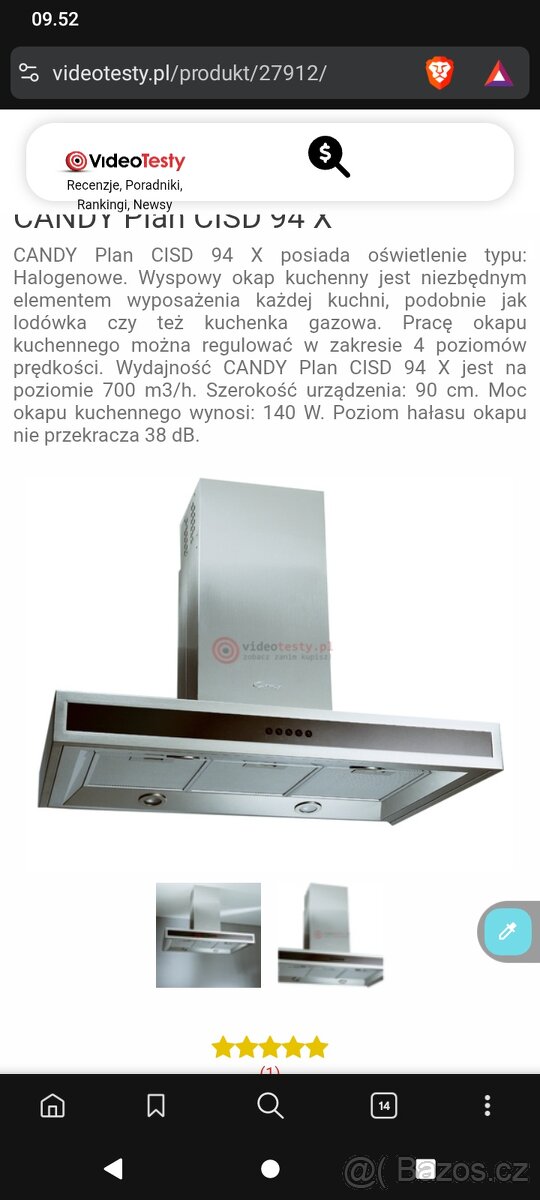 Digestoř Candy CISD 94 X