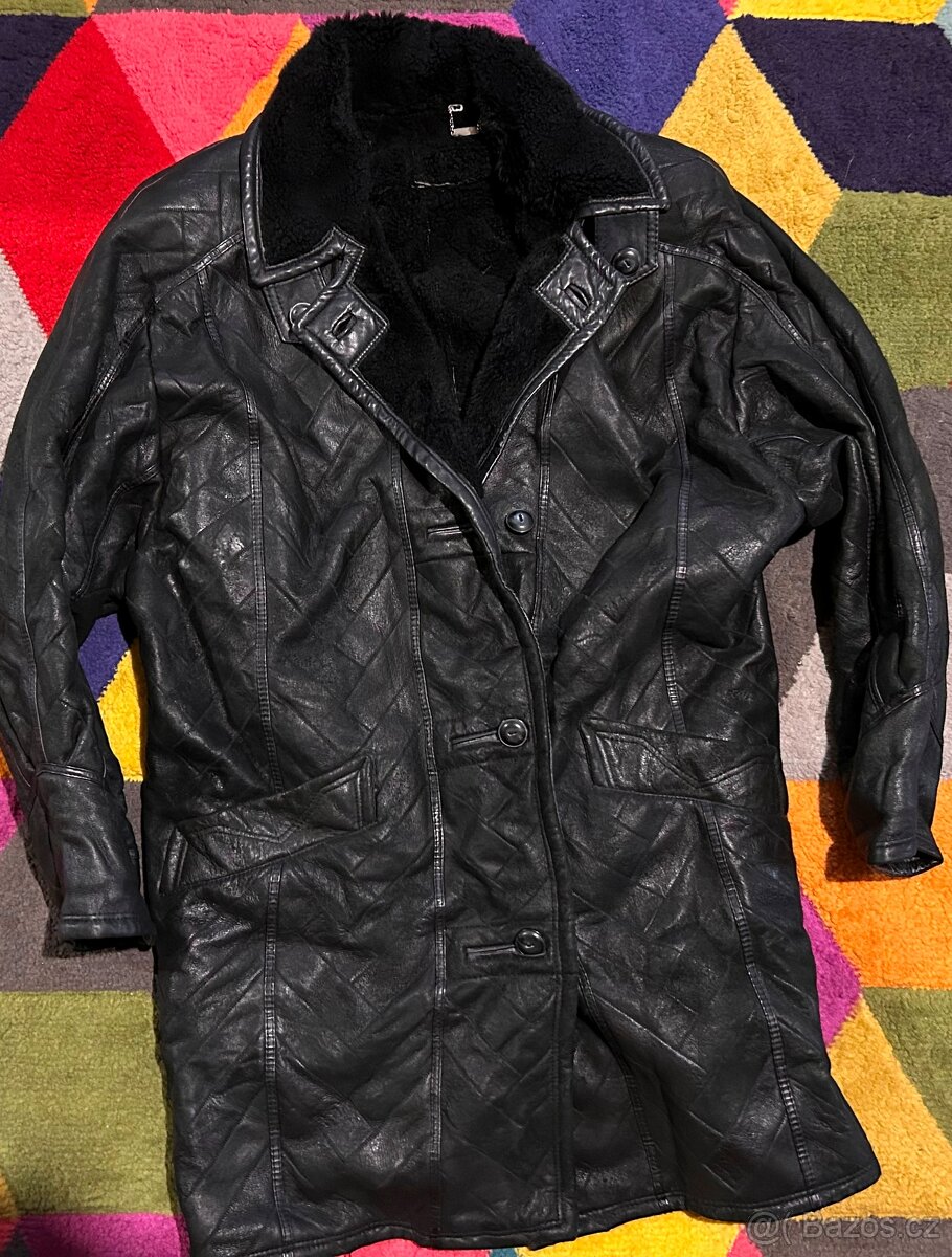 KOŽENÁ-100% LEATHER PÁNSKÁ BUNDA S KOŽEŠINOU -XL-XXL