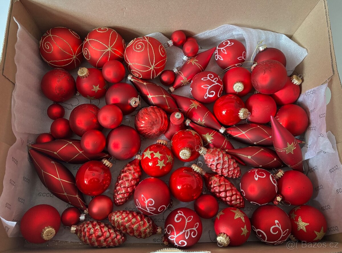 Skleněné vánoční ozdoby 58 kusů