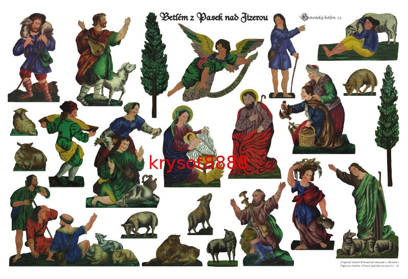 Historický papírový betlém č. 12 - Paseky nad Jizerou