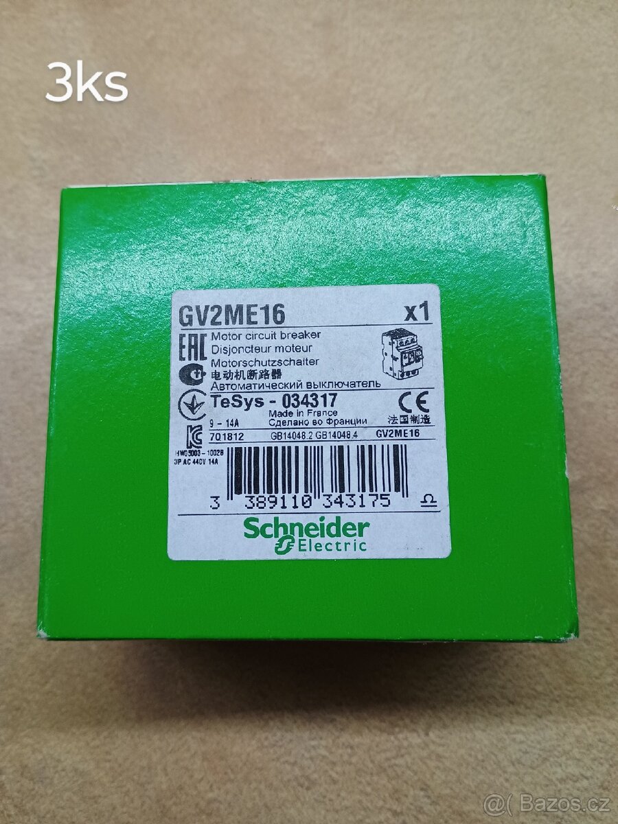 Motorový spouštěč GV2ME16, Schneider Electric.