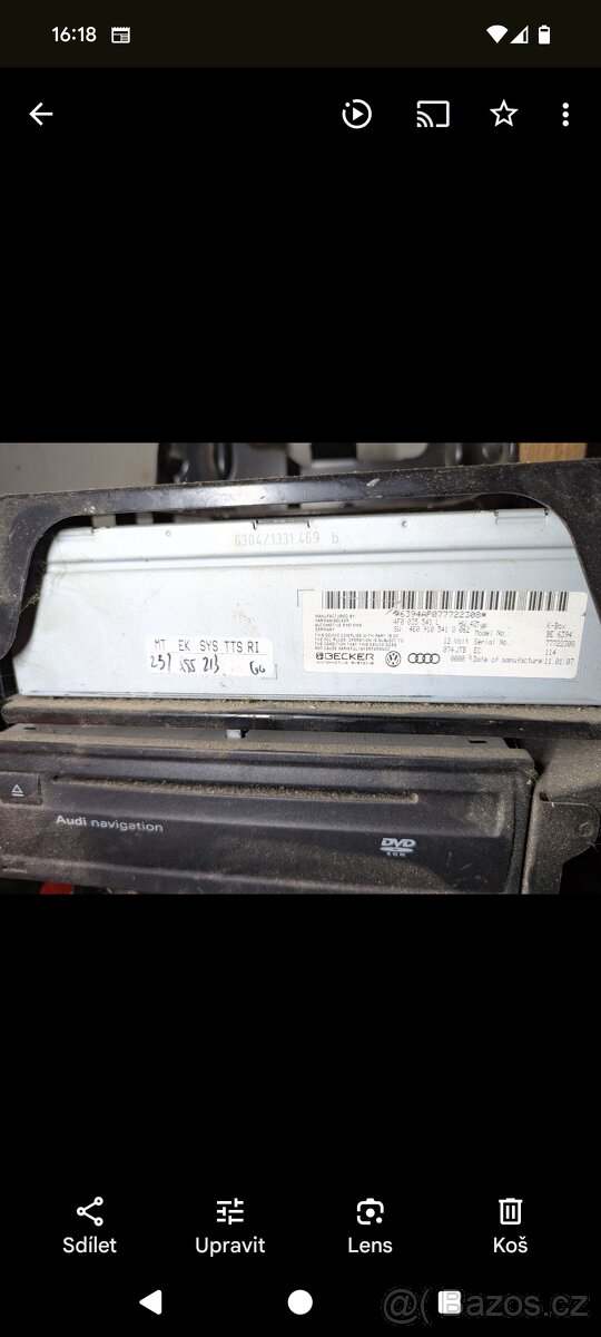 Audi A6 C6 DVD jednotka, zesilovač, rádio jednotka