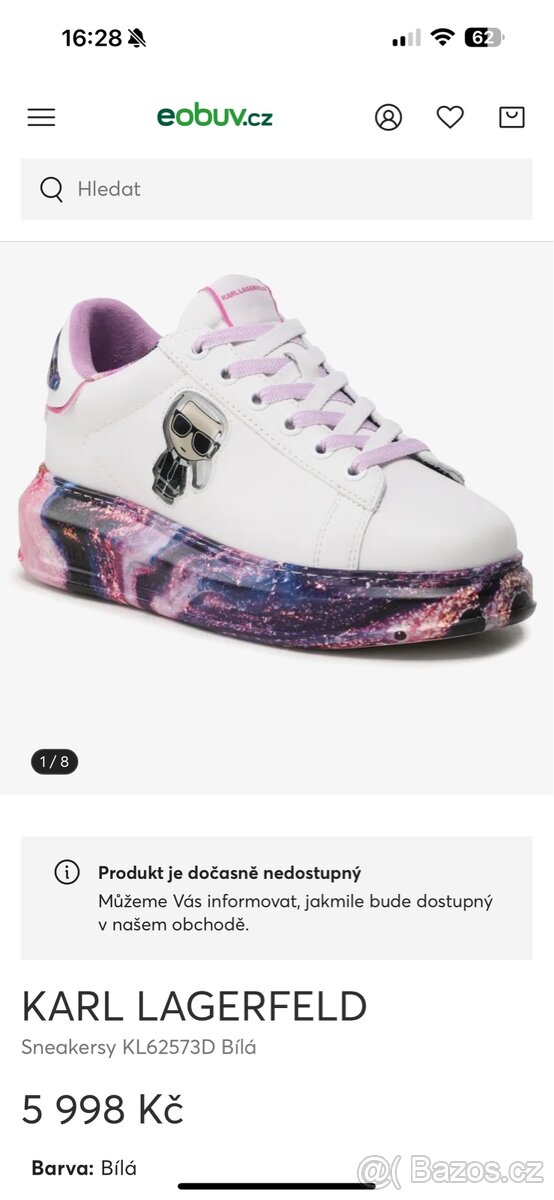 Prodám Dámské Sneakers KL62573D Karl Lagerfeld, 2x nošené