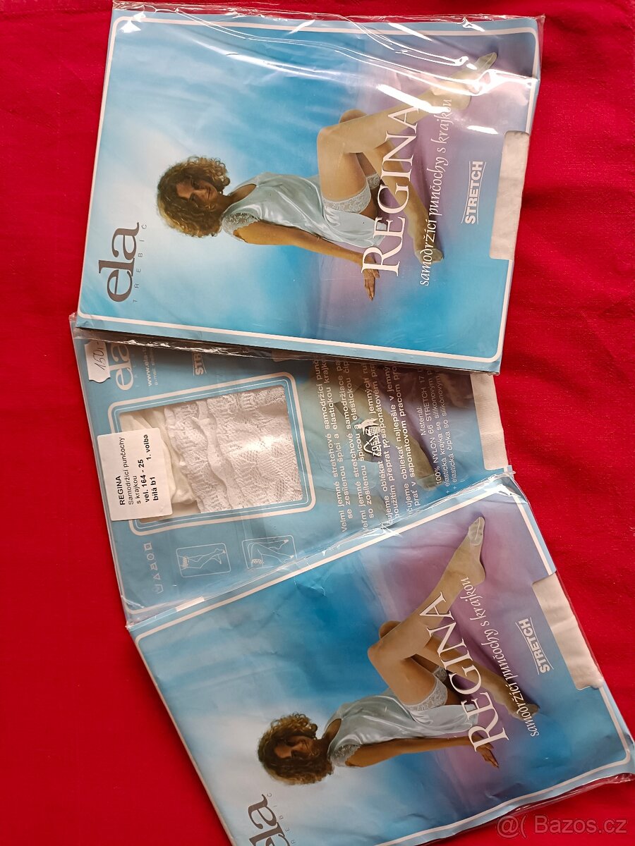 Bílé samodržící punčochy nové.