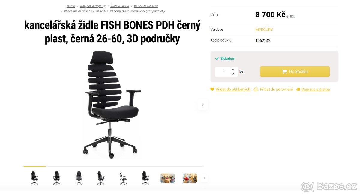 Ergonomická kancelářská židle FISH BONES PDH – pohodlná