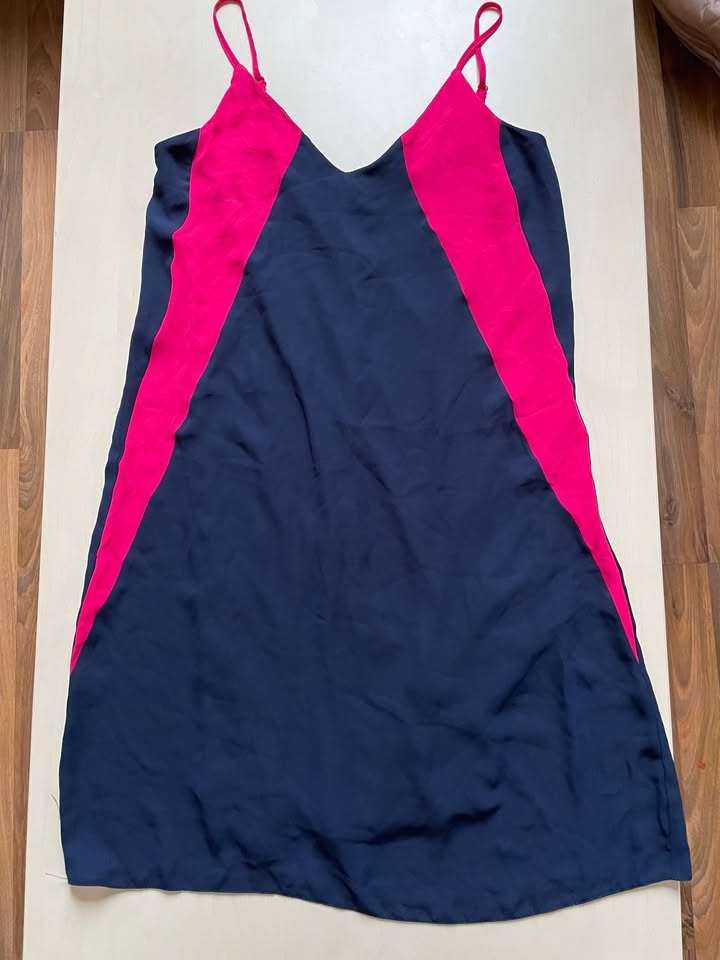 Nové šaty modré s růžovou vsadkou, vel S, Atmosphere