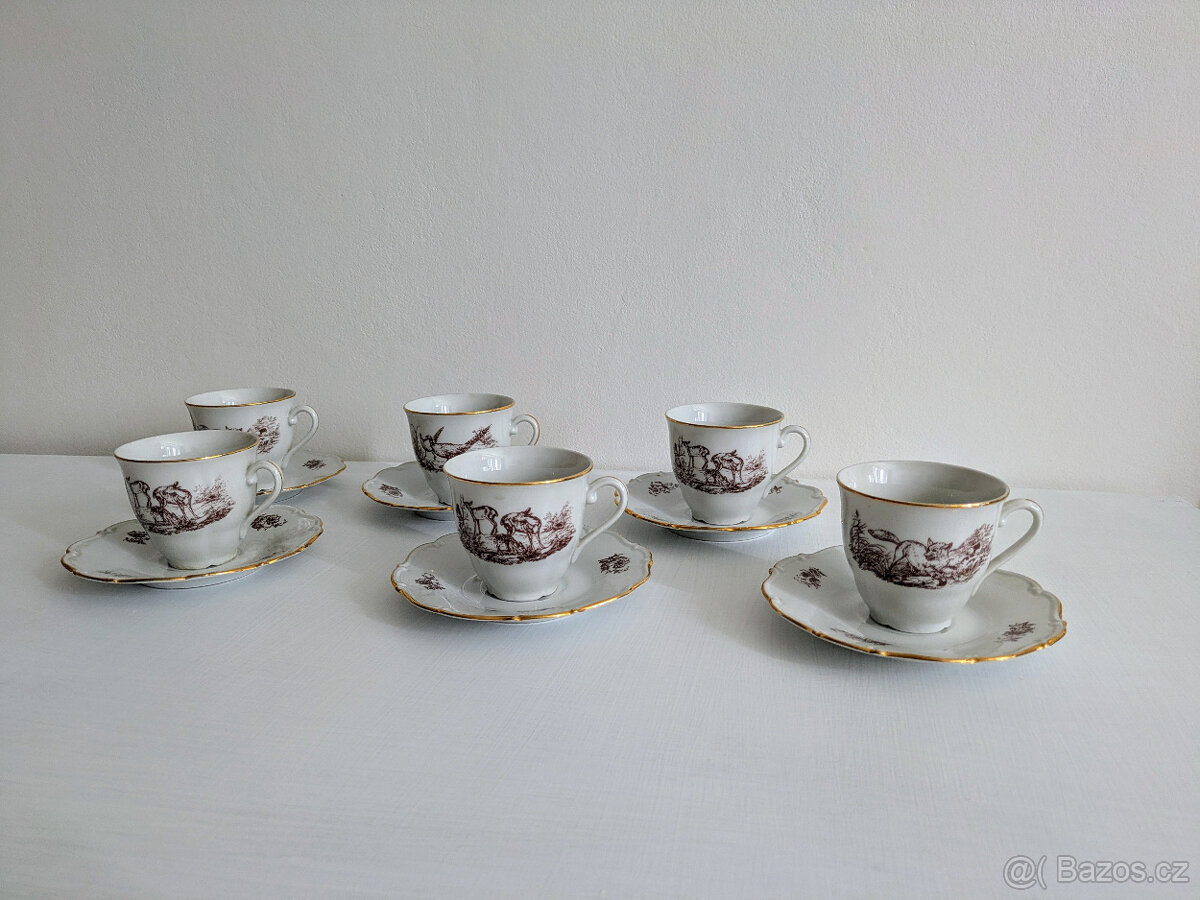 Porcelánová sada 6 šálků s podšálky (Horní Slavkov)