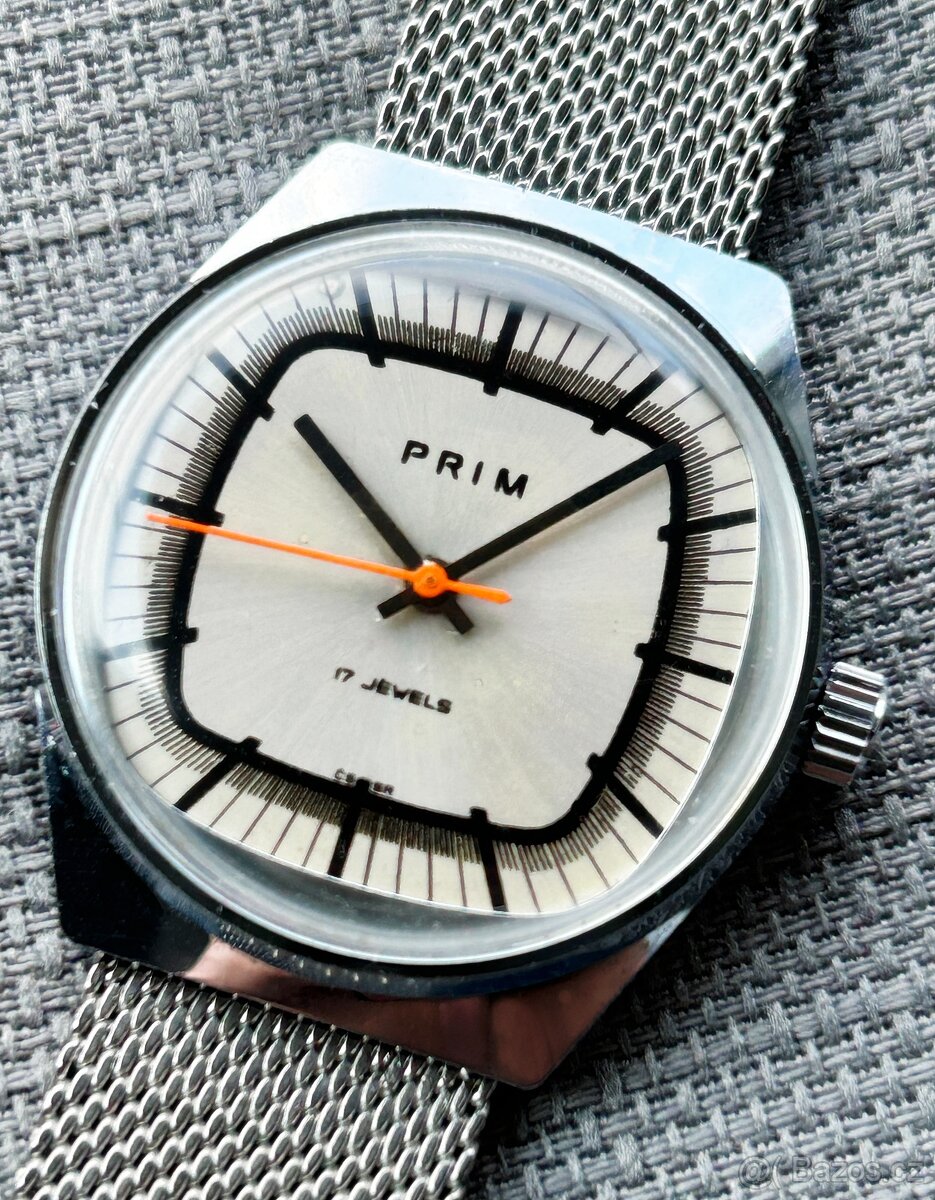 Československé mechanické vintage retro hodinky PRIM Malé TV