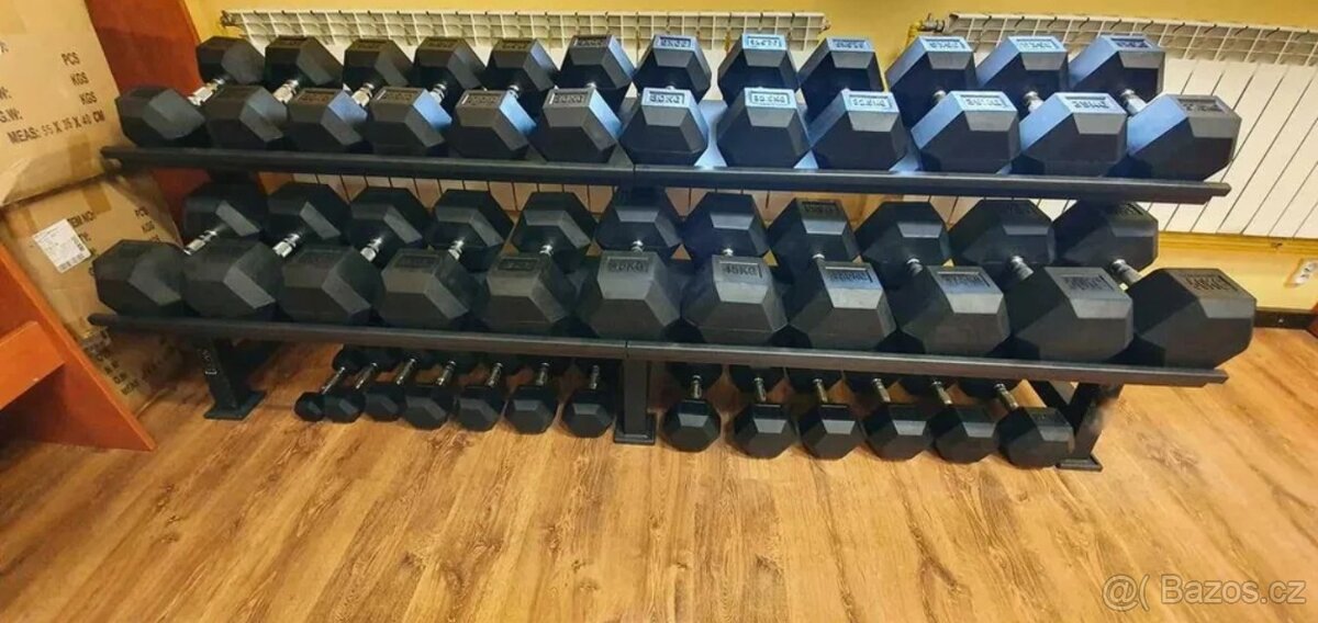 Jednoruční činky pogumované hexa 2,5-60kg