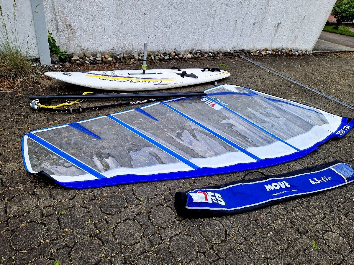 Windsurfingový komplet F2 170 litrů s plachtou 6,5 výborný