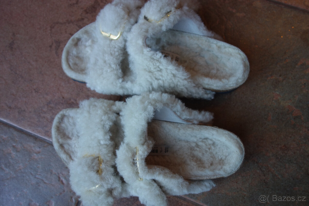 nové pantofle BIRKENSTOCK vel 40, teplé s ovčí vlnou