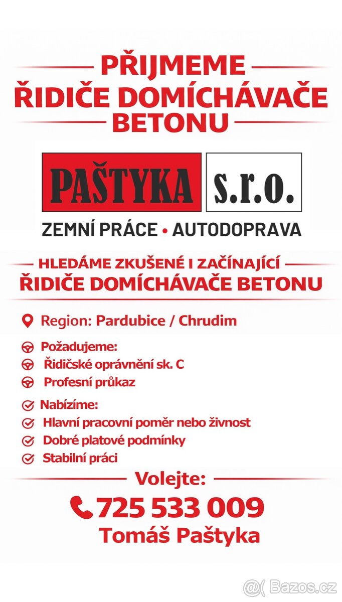 Řidič Autodomíchávače betonu