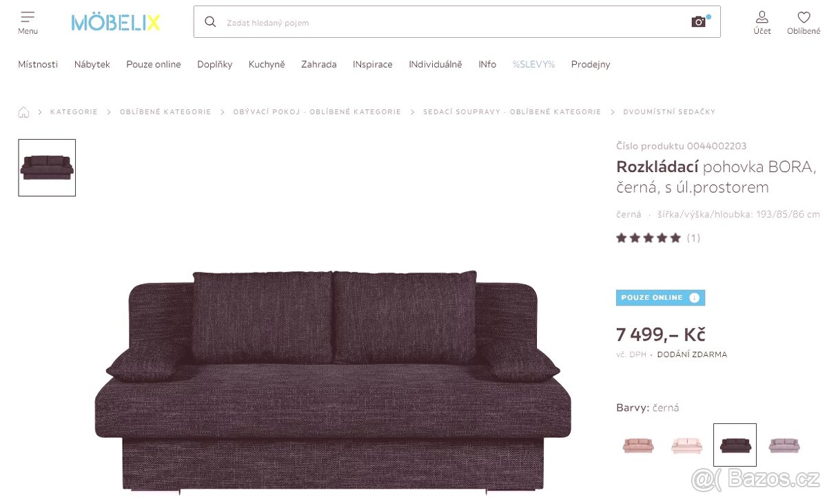 Prodám rozkládací gauč s úložným prostorem