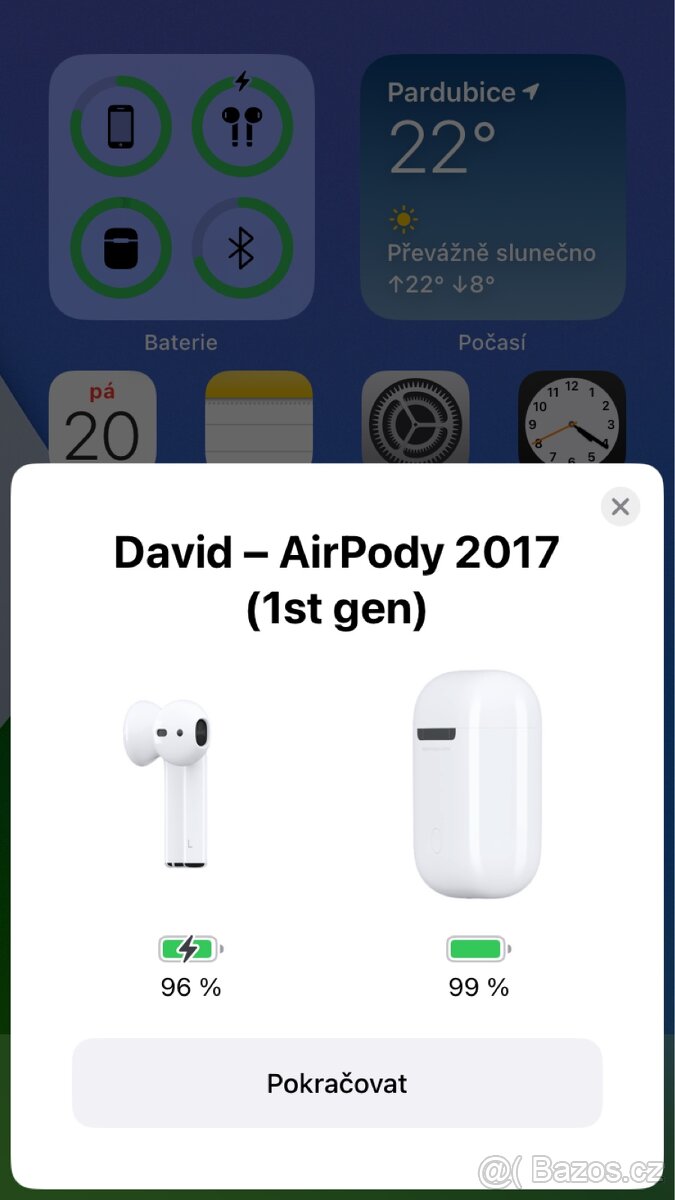 Apple AirPods 2017 - spatna baterie