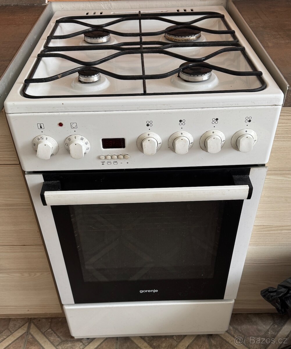 Kombinovaný sporák Gorenje – 4x plyn + el. trouba, funkční