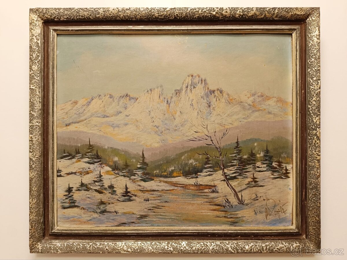 Obraz Jan Boža Pospíšil,Vysoké Tatry Gerlach1947,olej 61x71