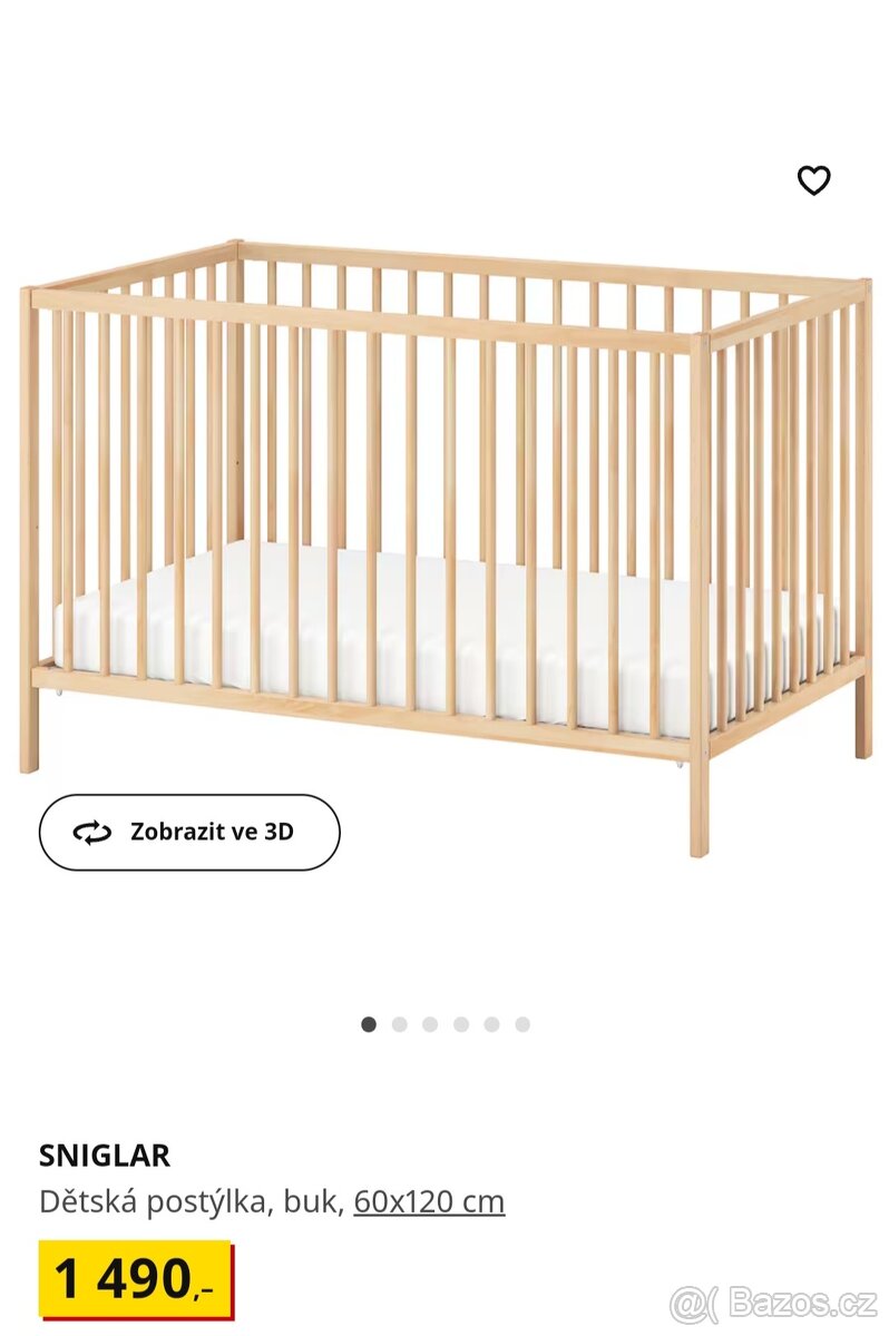 Dětská postýlka Ikea Sniglar s matrací