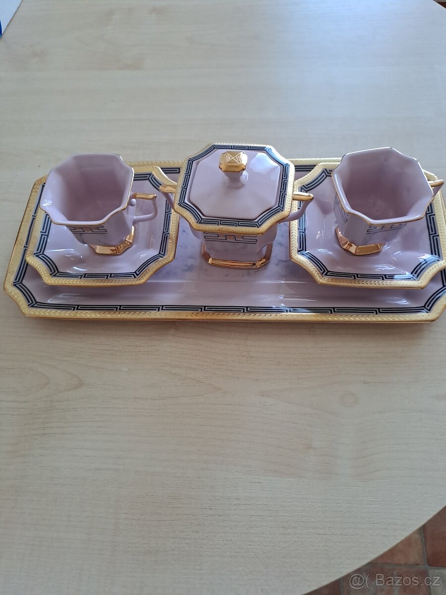 Přátelská souprava kávová, růžový porcelán