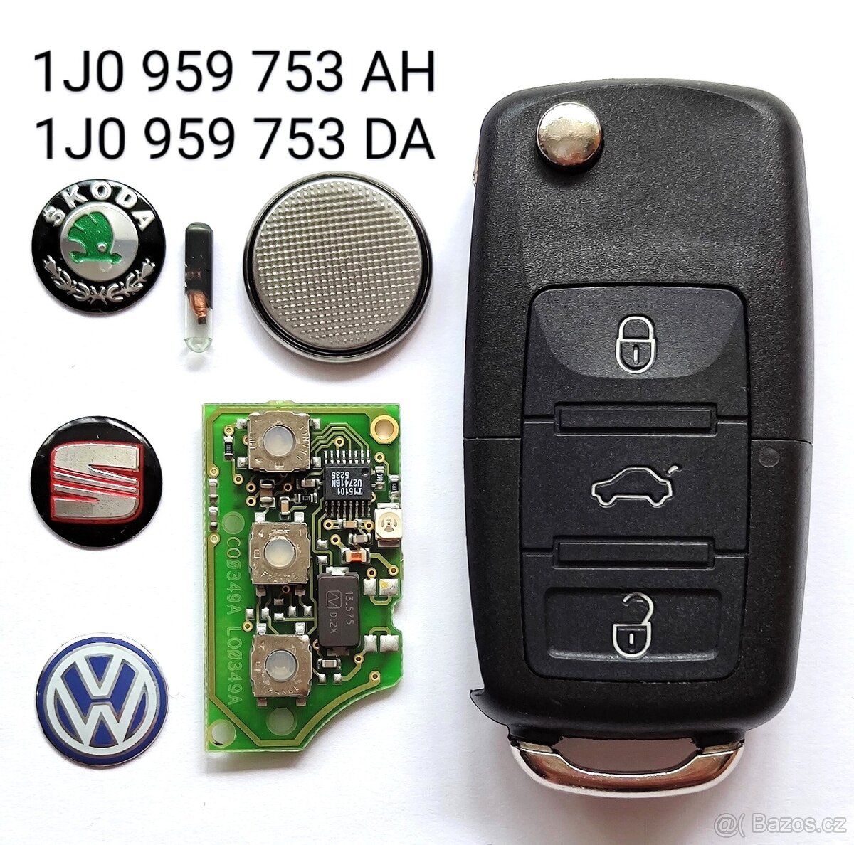 Klíč Škoda Volkswagen originál 1J0959753AH / DA / CT  Nový o