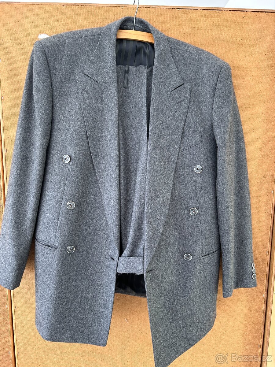 Pánský vlněný oblek - šedý, velikost 46