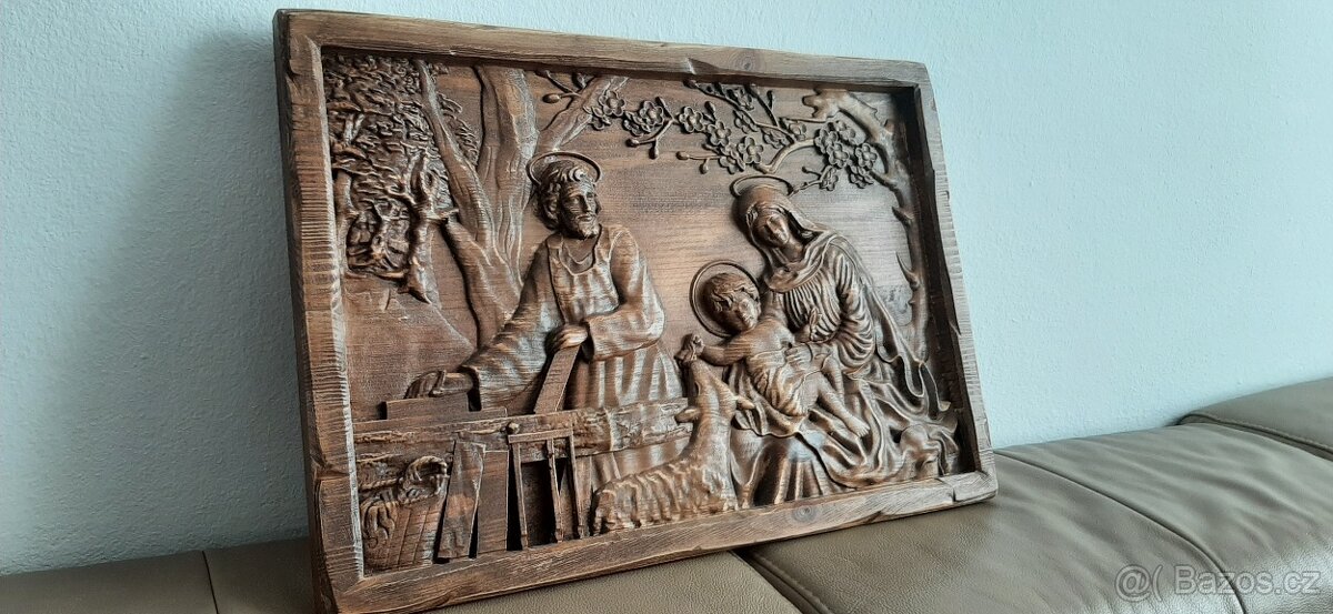 Drevený obraz Svätá rodina-š-62cm,v-47cm,hr.4cm