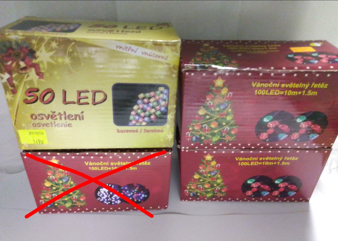 LED světelný řetězy, svítidla barevné a bílé/žluté barvy