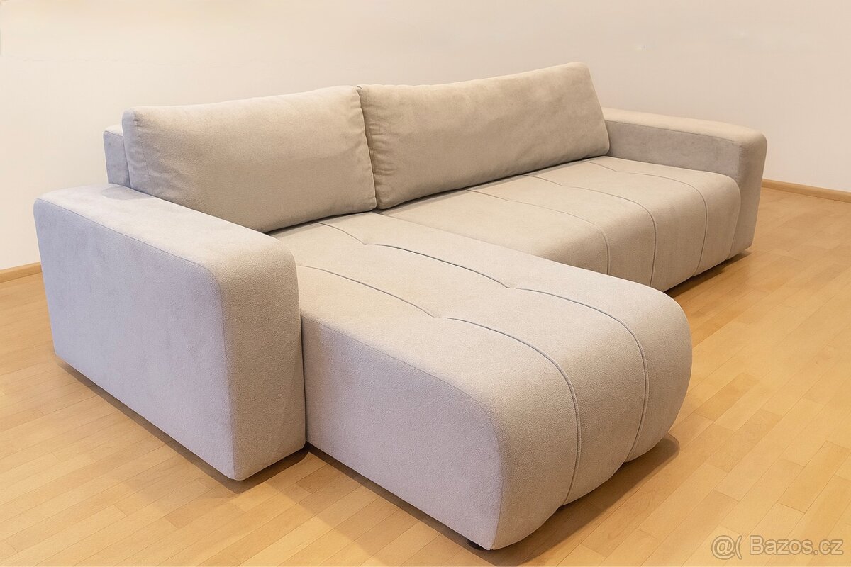 Rozkládací rohová pohovka s úložným prostorem