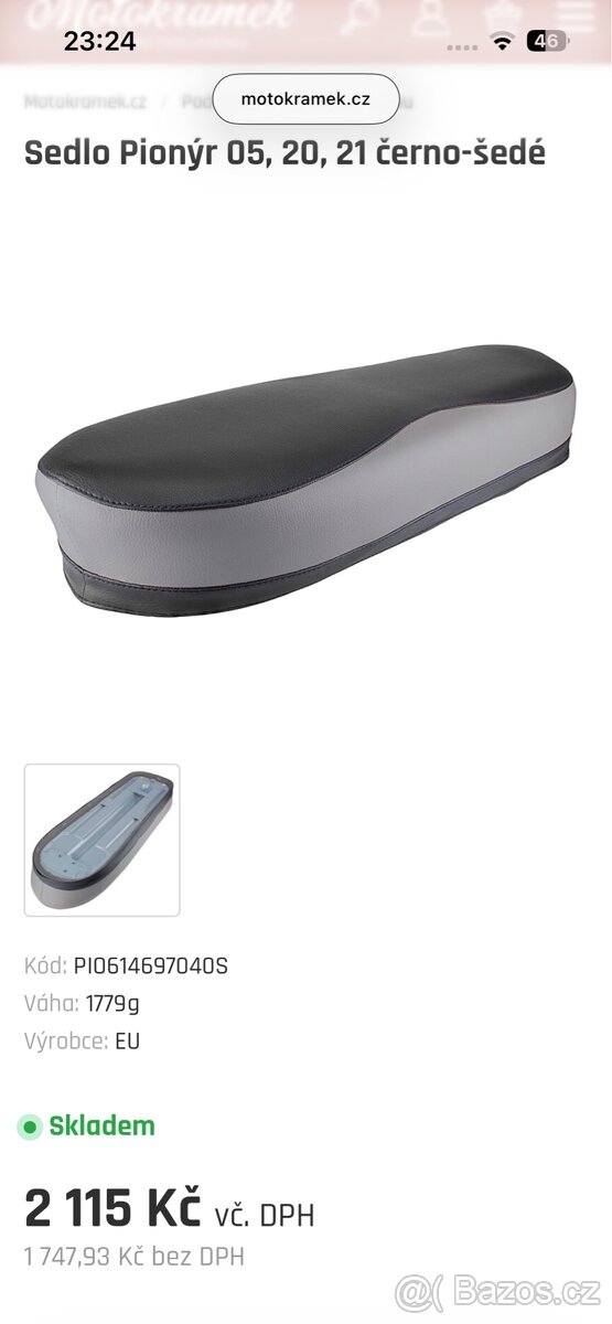 Prodám nové sedlo na Jawa pionýr 50/ 05,21,20