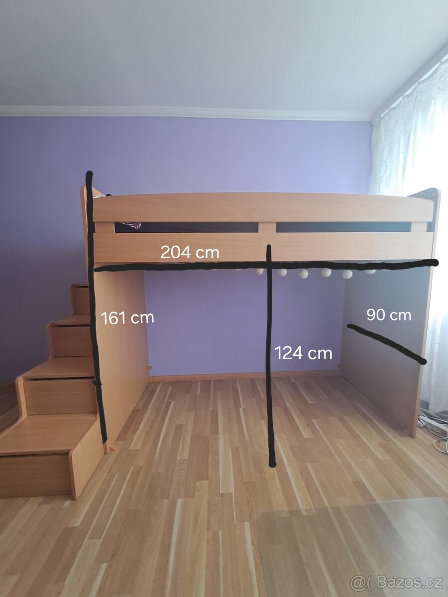 Palanda, dětská postel, vyvýšená postel, postel