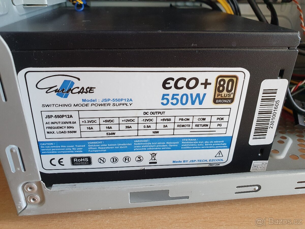Zdroj 550w Eurocase 80+ bronze