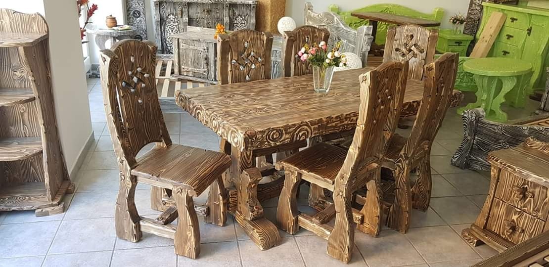 Drevený stôl 160×80 + 6 kus.stoličkov