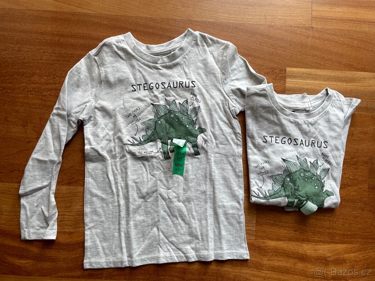 Stegosaurus trička 122 pro dvojčata