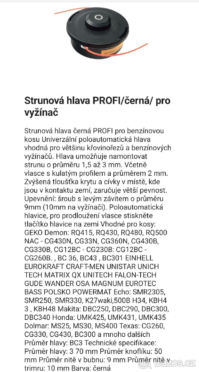 Strunová hlava pro krovinorez