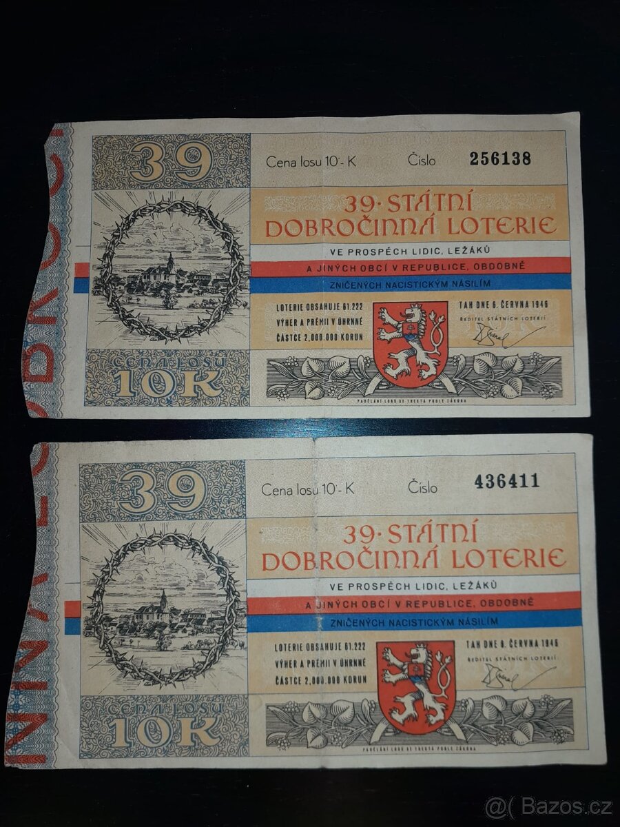 Historické losy 2 ks