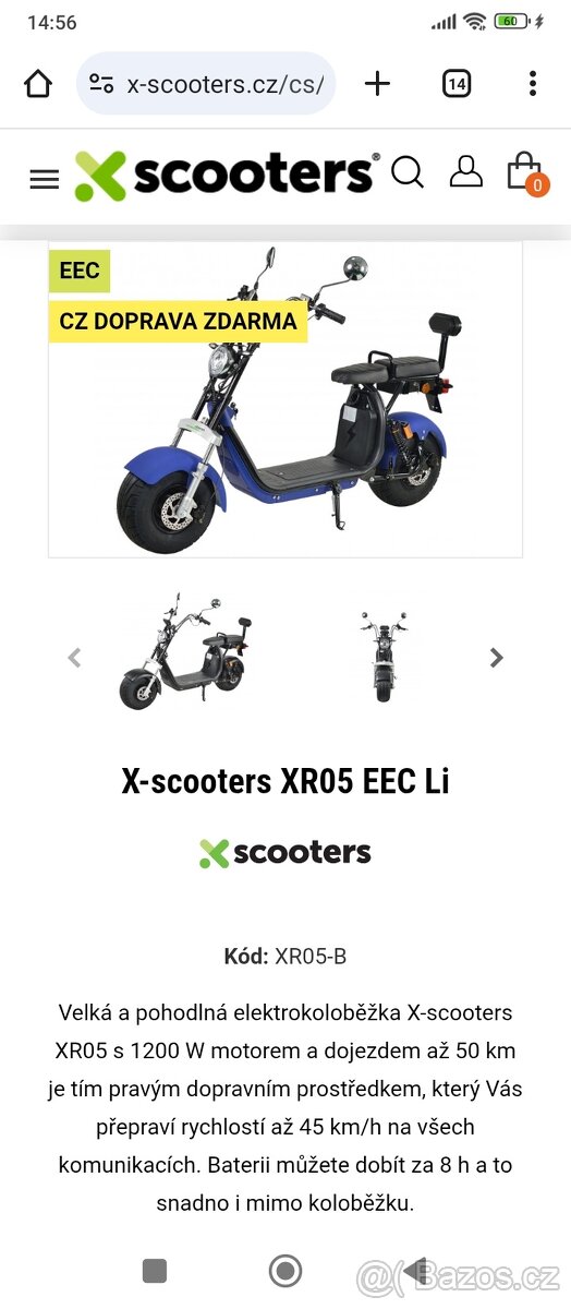 Elektrická koloběžka XR05 barva černá