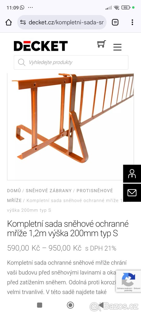 Držák sněhové mříže