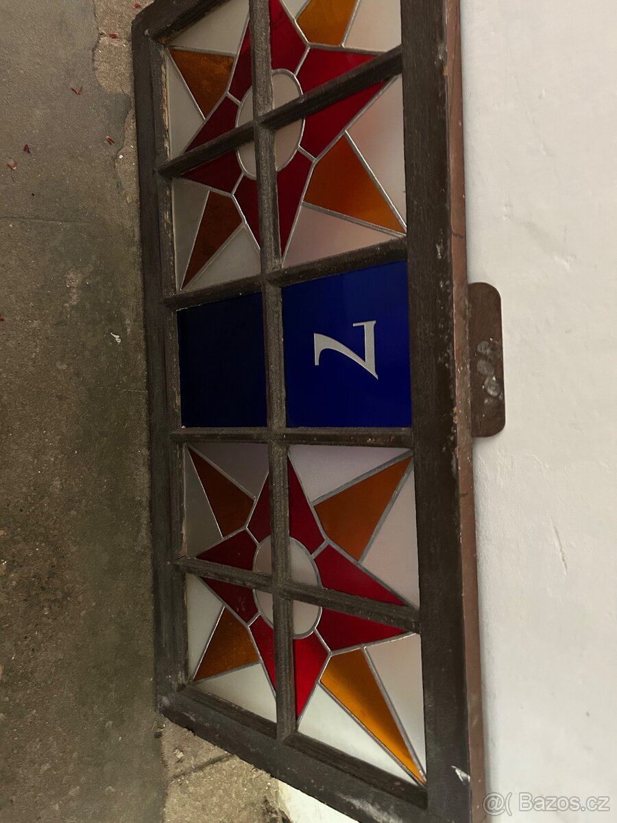 Starožitná vitráž 135 x 79 cm