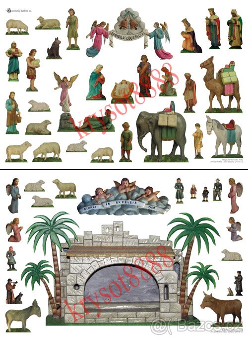 Historický vystřihovací papírový betlém č. 11
