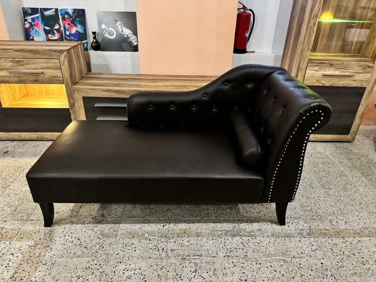 Luxusní CHESTERFIELD Lenoška hnědočerná Jako Nová