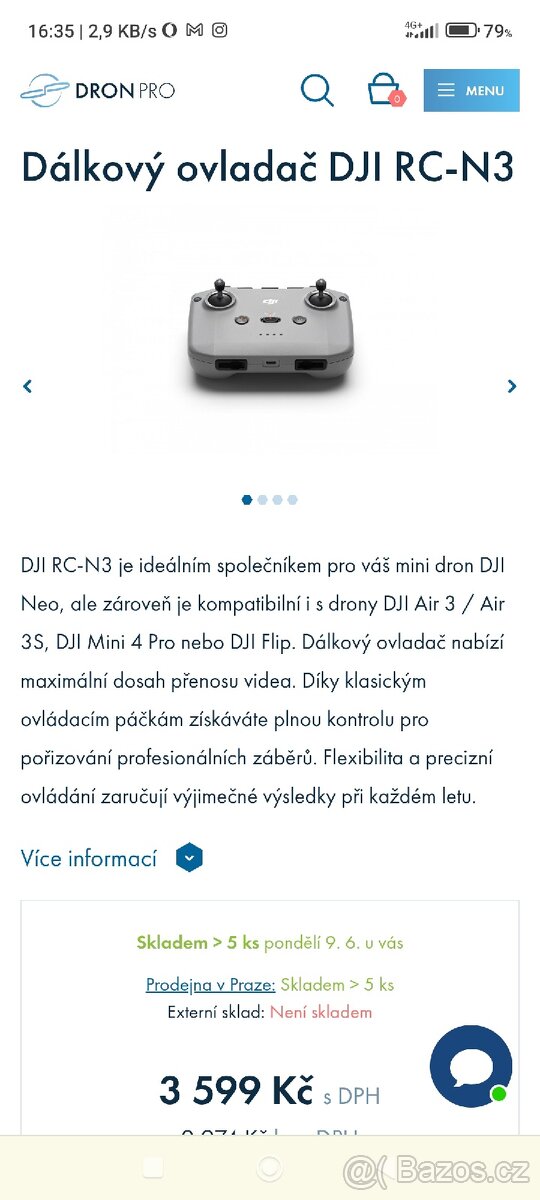 Dálkový ovladač DJI RC-N3

