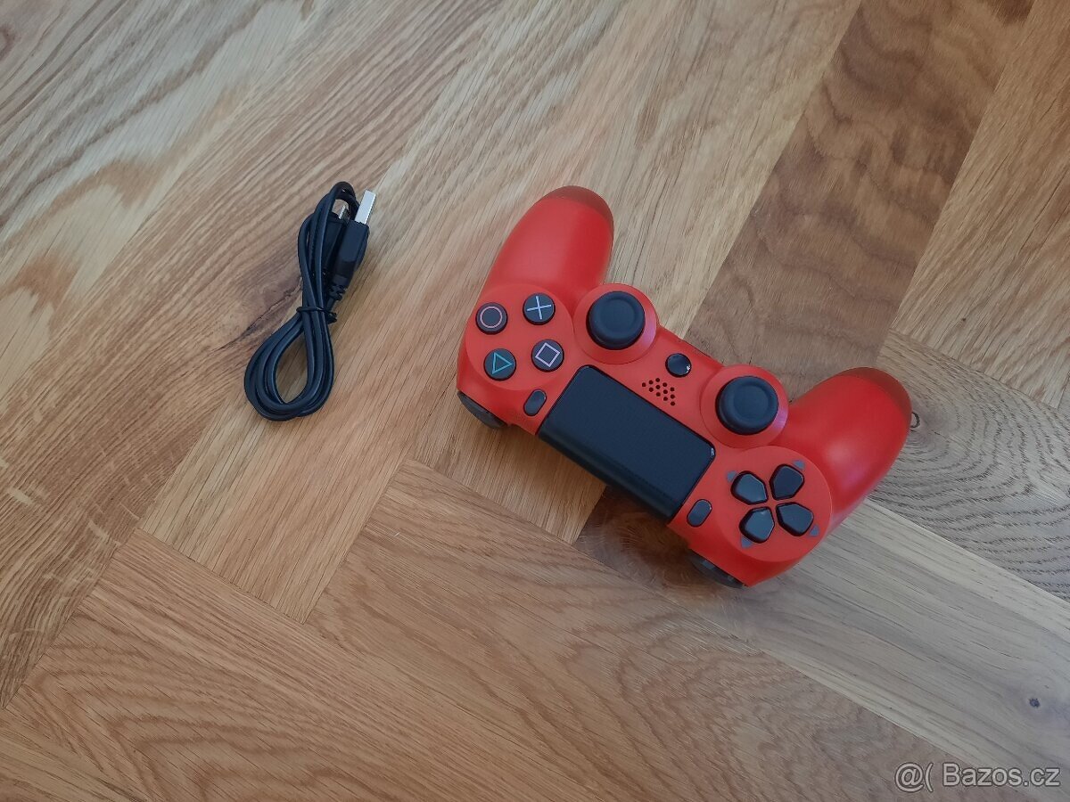 Červený PS4 ovladač - bez datového kabelu