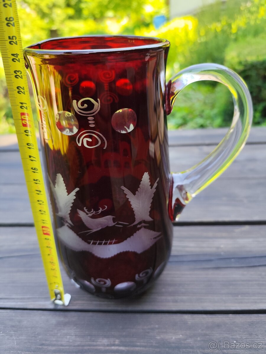 Prodám džbán Bohemia Crystal - Egermann, ručně leptaný