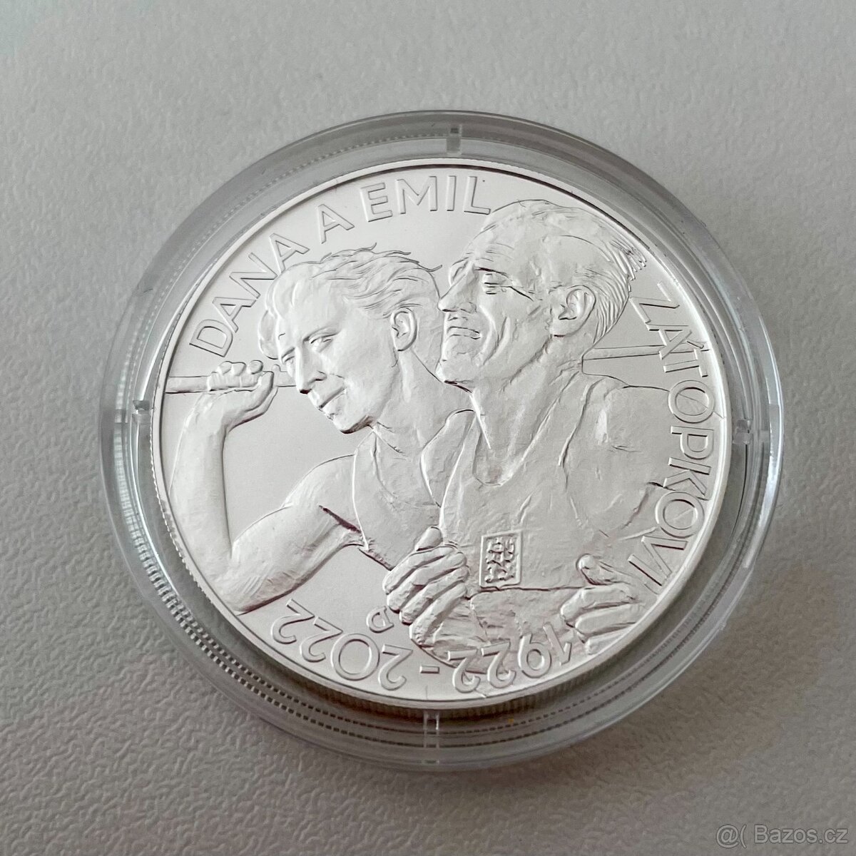 Stříbrná mince 200 Kč 2022 Dana Zátopková, Emil Zátopek bk