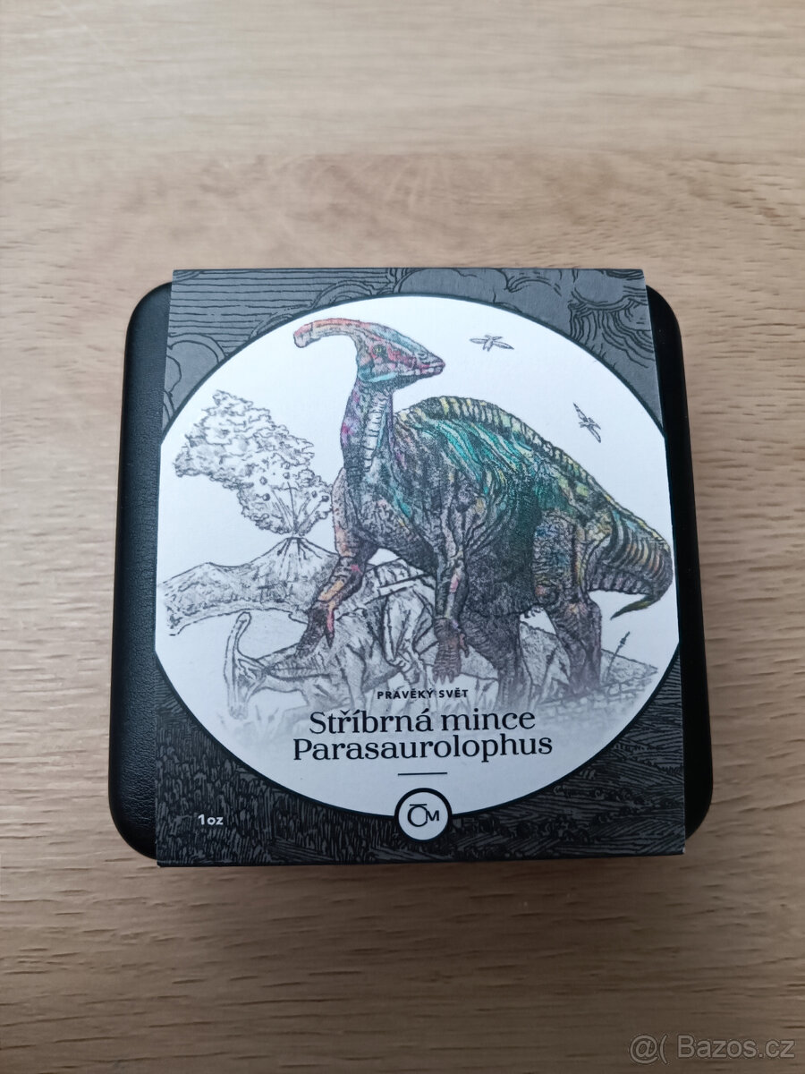 Stříbrná mince Pravěký svět - Parasaurolophus proof