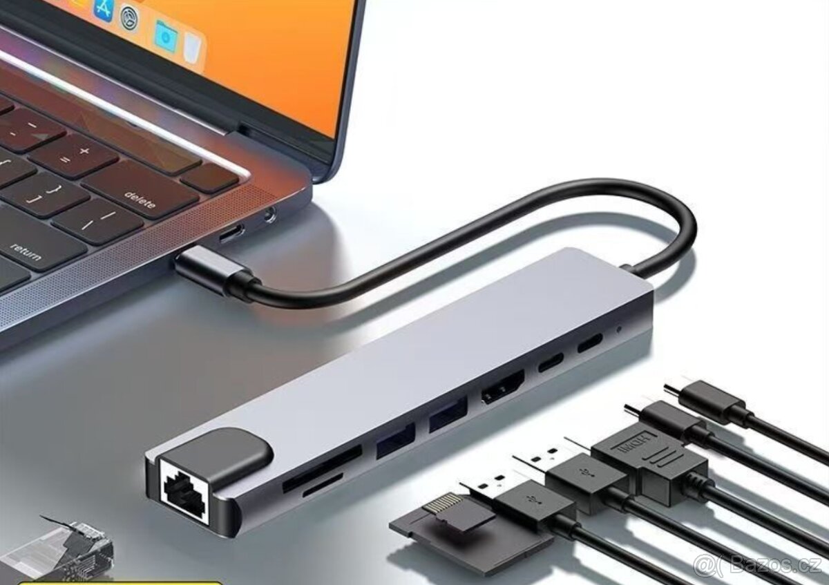 USB-C rozbočovač, 8v1