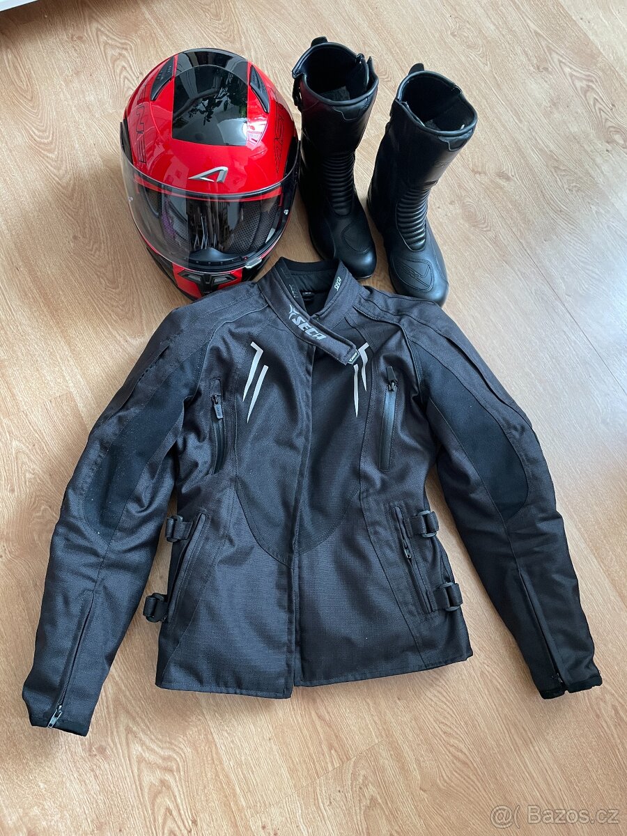 Dámský set na motorku - bunda, boty, přilba