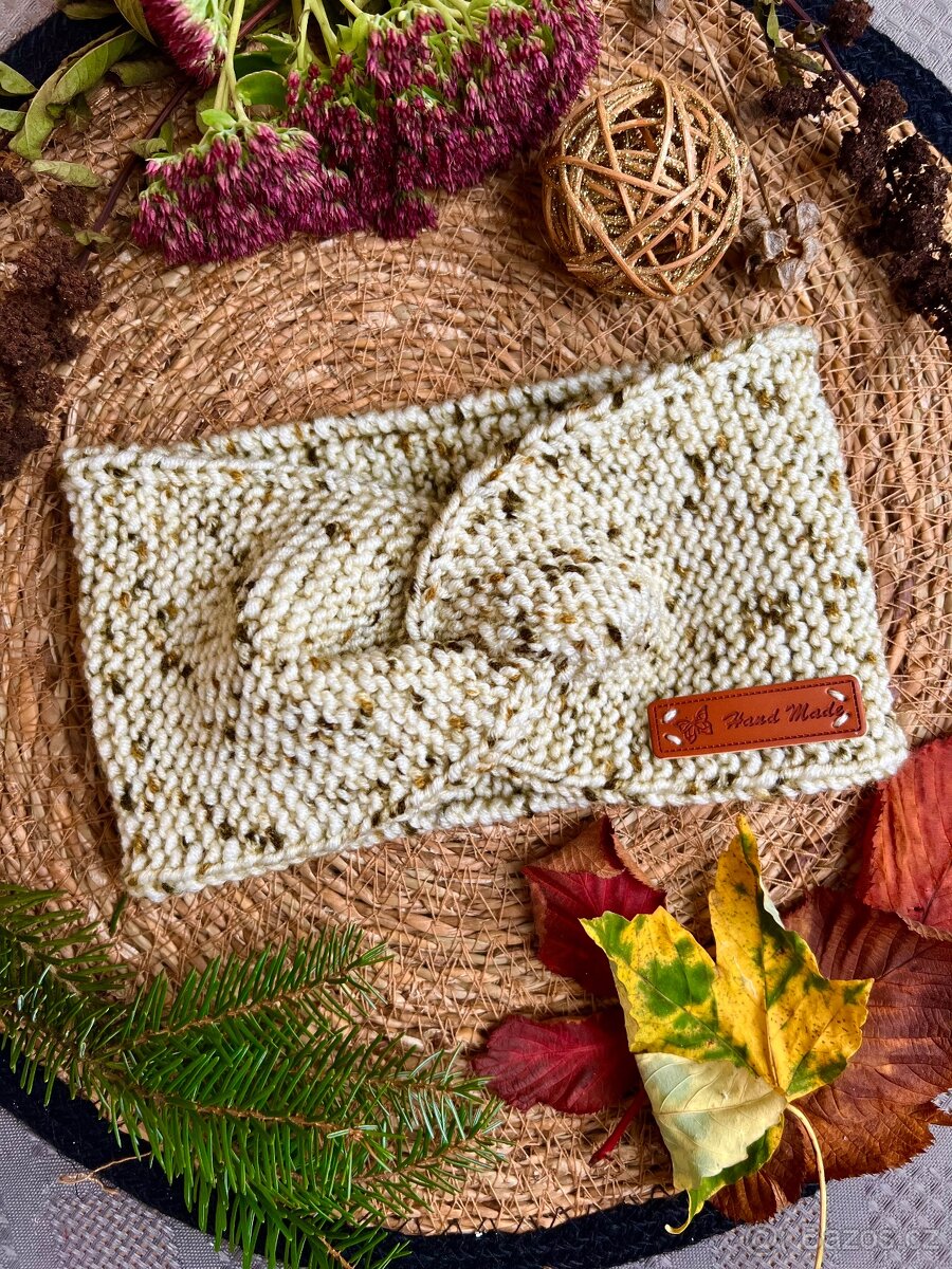 Dámská/dívčí pletená čelenka ,, béžová" NOVÁ